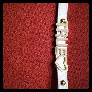 White leather band bracelet TRUE